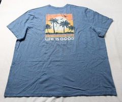 Life is Good Men’s Beachy Palms Crusher Tee MS7 Vintage Blue Size 3XL NWT