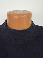 Vintage Ribbed Mock Neck Shirt Men XL Stretchy Minimal Preppy Black Rayon Cotton