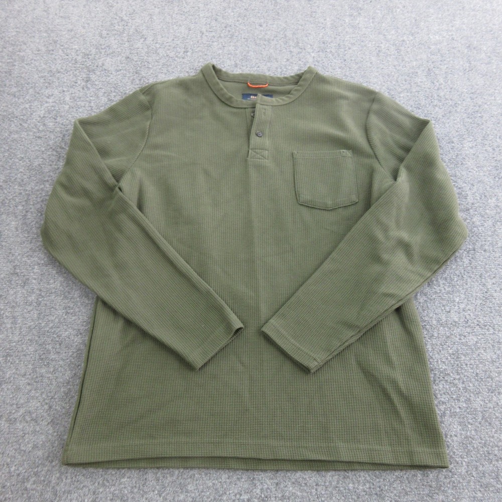 Roark Henley Shirt Mens Large Green Long Sleeve Thermal Pocket Casual Top