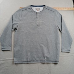 Carbon2Cobalt Mens XXLT Gray Long Sleeve Heavyweight Cotton Henley Shirt Tall