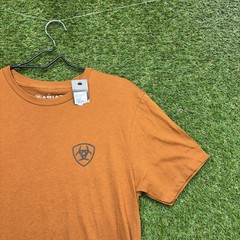 Ariat Simple Seal Shirt Mens Medium Short Sleeve Forest Badge Orange 10058887