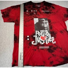 2Pac Poetic Justice Red Black Tie Dye Graphic Tee Large Tupac Streetwear Shirt