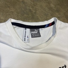 Puma BMW Motorsport T Shirt Mens M White Gradient Graphic Racing Logo Casual