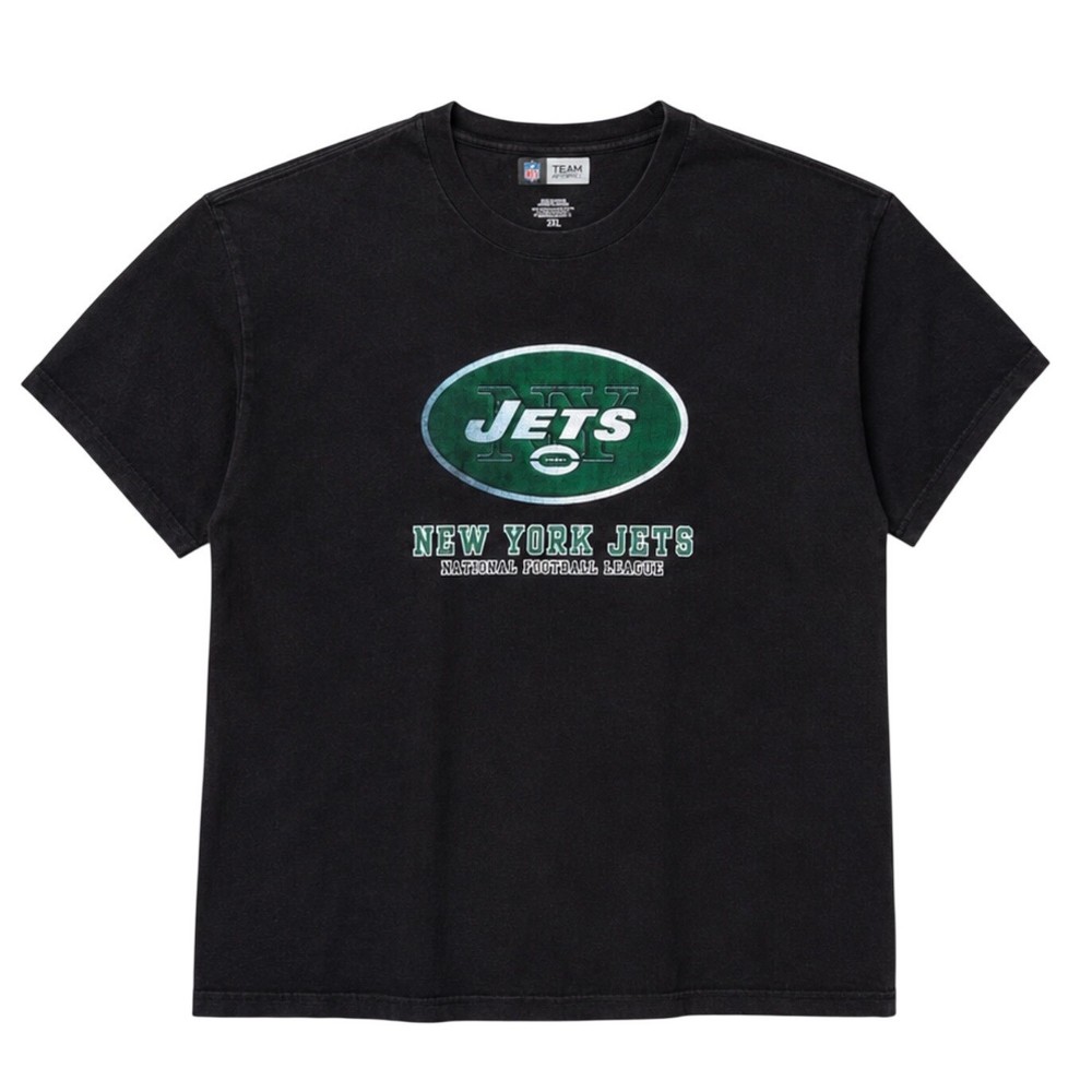 NFL Team Apparel New York Jets Graphic T-Shirt Mens 2XL Black Cotton Tee Y2K
