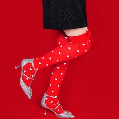4 Pairs Valentine’s Day Socks With Bows Women Girls Thigh High Stockings Hear…