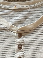 Men’s Marine Layer Long Sleeve Henley Shirt M/L White Striped Cotton Blend