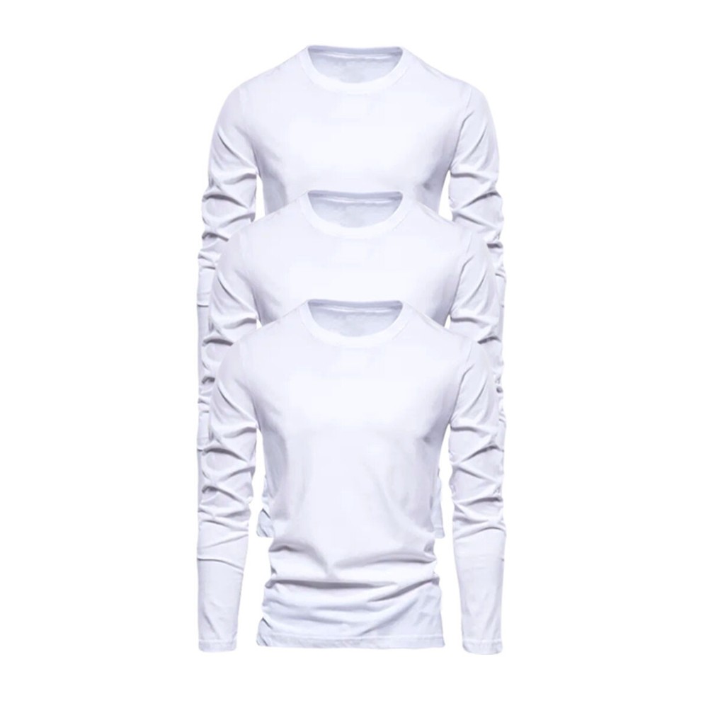 Mens Long Sleeve T shirt Plain Casual Work Pack Of 3/4 Premium Lot Tee Top