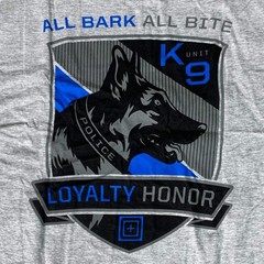 5.11 TACTICAL All Bark All Bite T-Shirt Cotton Polyester 016 Heather Grey Sz M