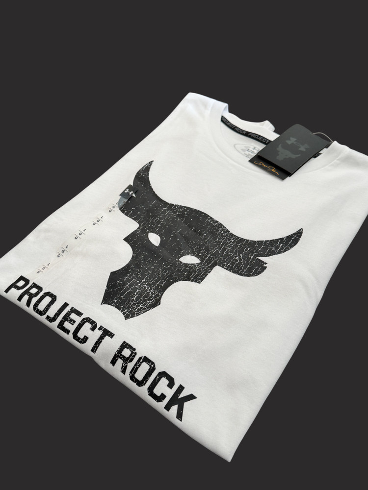 Under Armour Project Rock Brahma Bull White T-Shirt Men’s Sz M / L / XL / 2XL
