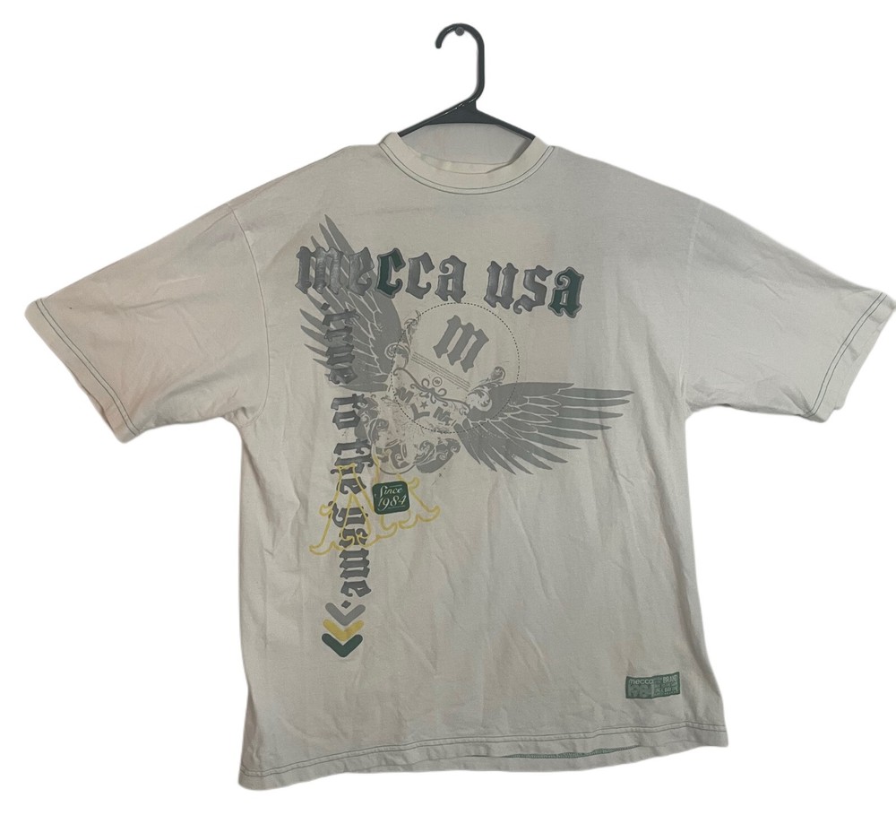 Vintage White Mecca USA True To The Game Felt T-Shirt Size L