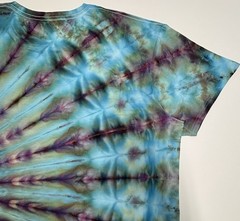 Handmade Ice Tie Dye Adult T-Shirt Unisex Size XL Blue Fan Folded Gildan Tee NEW