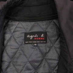 Agnes b Homme Stainless Steel Collar Coat Long Black with Liner