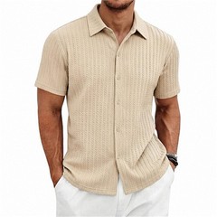 Men’s Summer Shirt Casual Slim Shirts Short Sleeve Button Down Tops Blouse