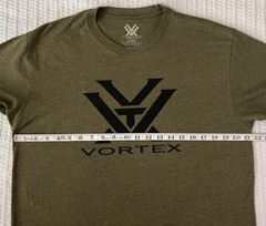 Vortex Optics Shirt Mens Lg 21” X 28” Black Logo Green T Shirt