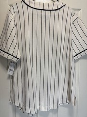 Ford x PacSun Baseball Jersey Mens Small Cream Pinstripe NWT Official Licensed