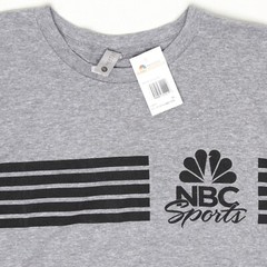 NBC Sports T Shirt Mens XL Heather Gray Grey Black Stripe Polyester Cotton Rayon
