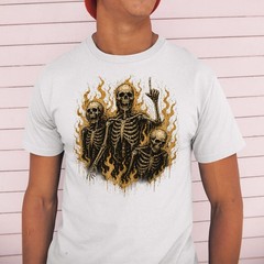 Retro Skeletons On Fire Unisex T-shirt | Gothic Skull Lover Gifts for Men