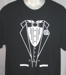 TUXEDO tee T shirt sz L Formal PROM Black