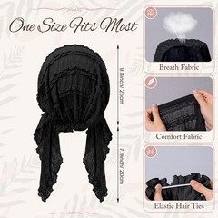 4 Pack Chemo Headwear for Women, Pre-Tied Turban Headwrap, Soft Stretchy Chem…