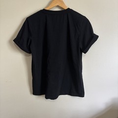 Black Graphic Print Crew Neck Short Sleeve Embroidered T-Shirt Unisex Size S