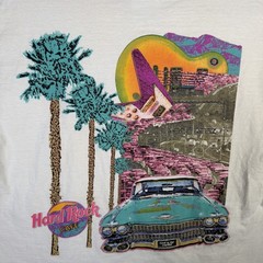Vintage Hard Rock Cafe Shirt Mens Large White 90s Beverly Hills Art California