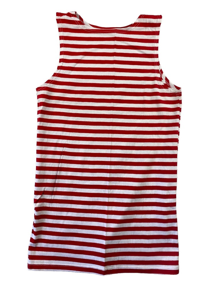 VINTAGE Breton Stripe Sailor Shirt Mens XS Tank Top Military Russian Telnyashka