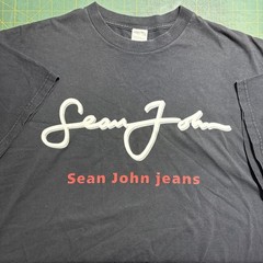 VTG Y2K Sean John Authentic Signature T Shirt Faded Black USA Cotton 2XL Diddy