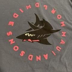 Maui And Sons Shark Long Sleeve Blue T-Shirt Size Medium Surf Skate Beach Logo