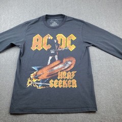 Vintage Style ACDC AC-DC Heat Seeker T-Shirt MENS Medium Black Long Sleeve