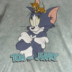 Tom & Jerry Unisex Green Graphic Print Crew Neck Short Sleeve T-Shirt Size M