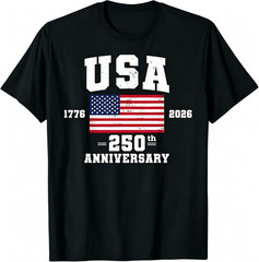 4th of July America US Flag Patriotic 250th Anniversary USA T-Shirt