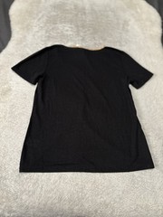 New Talbots Mens Black V Neck Short Sleeve T Shirt Size XS Gold Linen Blend