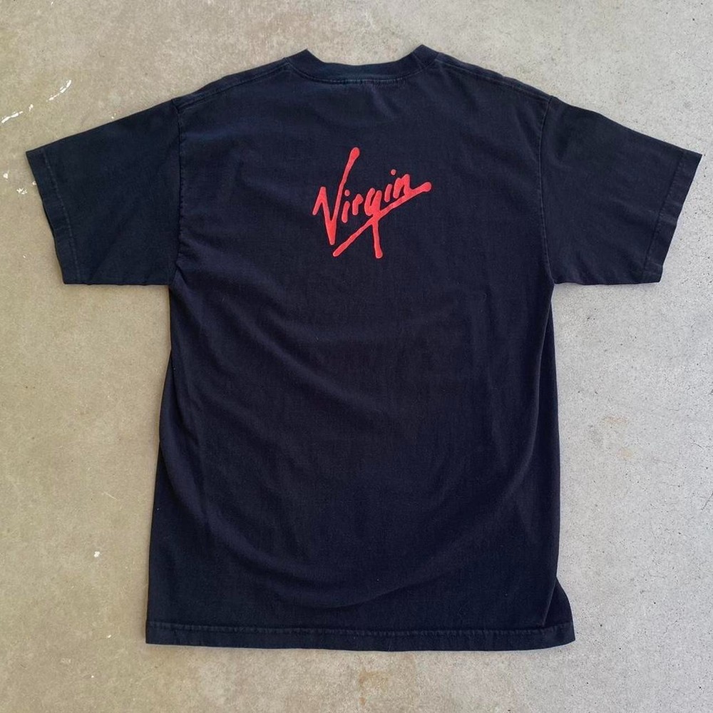 90s Virgin Records black red vintage graphic tee large