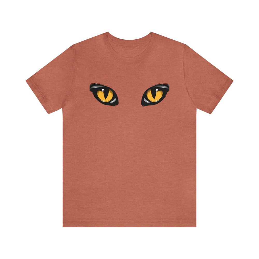 Scary cat eyes yellow spooky halloween design shirt for cat lover