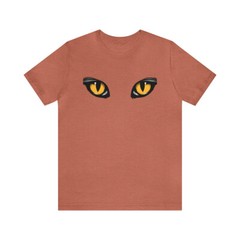 Scary cat eyes yellow spooky halloween design shirt for cat lover
