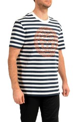 Versace Men’s Medusa Head Embroidery Striped Short Sleeve T-Shirt US 2XL IT 56