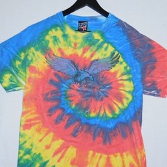 Vintage 2000s Y2K TOP HEAVY Tie Dye Swirl Soaring Eagle Cotton T Shirt Mens L
