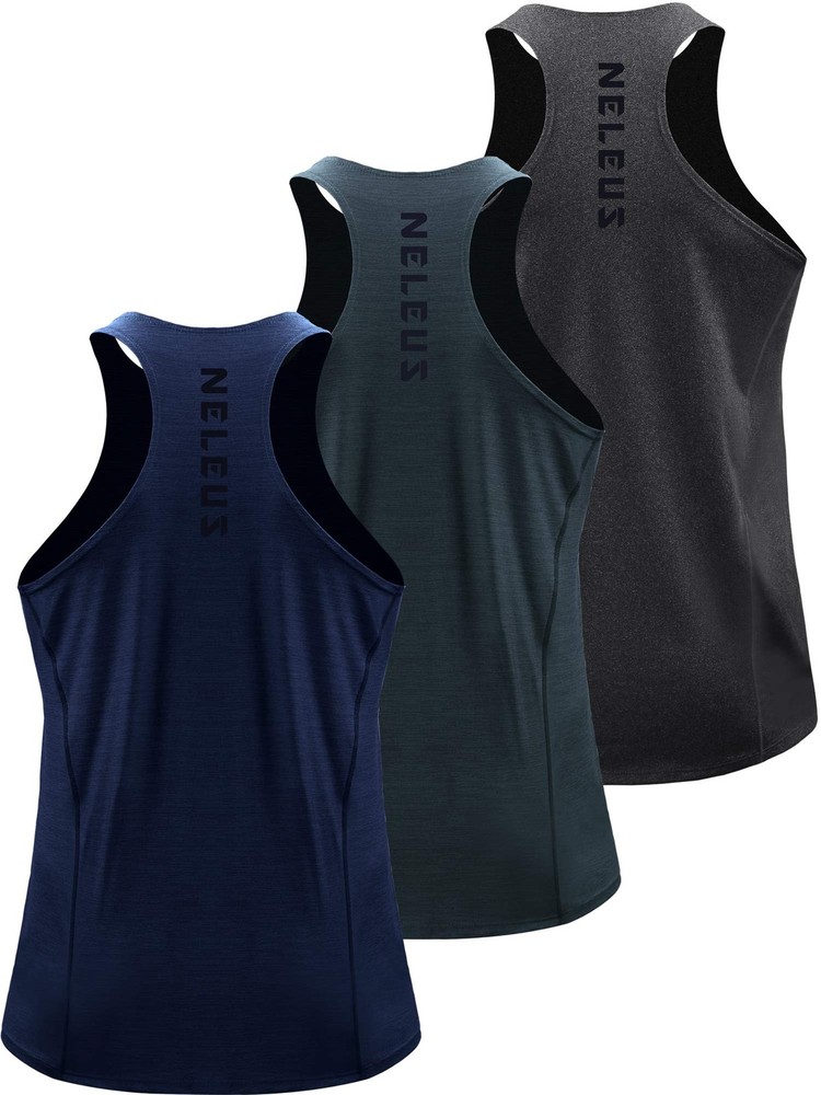 NELEUS Men’s 3 Pack Running Tank Top Dry Fit Y-Back Athletic Workout Tank Top…