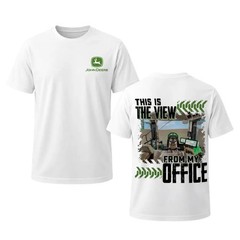 John Deere Farmer T-Shirt, Tractor Cab Office View Graphic, John Deere Graphic