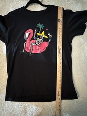 Brisco Brands Funny Skeleton on Pink Flamingo Floatie T-Shirt Adult size Large