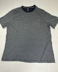 MEMBERS MARK Mens Soft Wash Tee Blue Striped Short Sleeve Size Large L