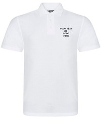 Personalised Custom Printed Polo Shirt Mens Work Wear Uniform Event Text Logo