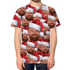 Personalised Funny Face All Over Santa T Shirt Men shirt Christmas Him Custom…