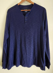 Men’s Apt. 9 Premier Flex Long Sleeve Navy Blue Henley Shirt, Size Extra Large
