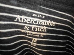 Men’s Abercrombie And Fitch Long Sleeve Henley Shirt Muscle Gray Striped Medium