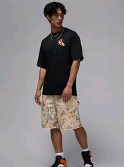 Air JORDAN AJ 1 SHIRT Mens Medium Black Orange HQ8972-010 AJ Has Landed New Nike