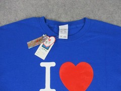 I Love NY Shirt Mens 2XL Blue Graphic Tee T-Shirt Fruit of the Loom Heavy Cotton