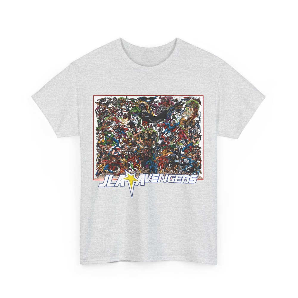 JLA Avengers T-Shirt – George Perez Art – DC & Marvel Crossover – Superman