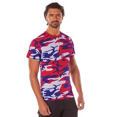 Men’s American Camo Short Sleeve T-Shirt – Rothco Red White Blue Color Camo Tee