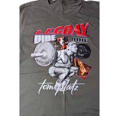 Leg Day Weight Lifting T Shirt Olive Green With Graphic Image Size S-M See Pics
